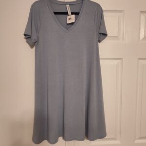 Zenana Outfitters Light Blue T Shirt Dress. Size Medium.